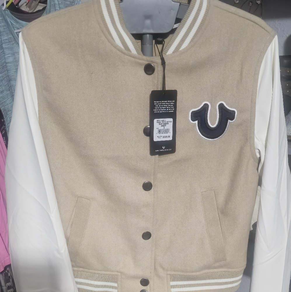 True religion varsity jacket in. Small